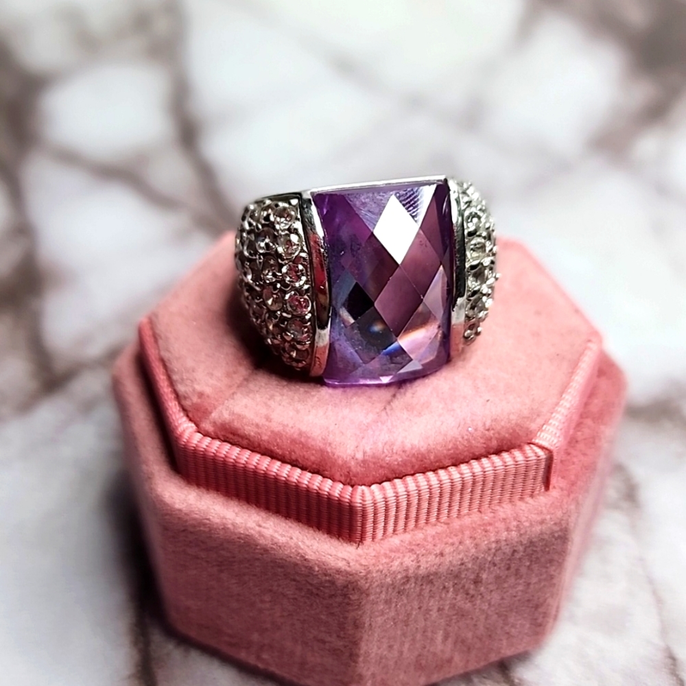 Sterling silver amethyst statement ring